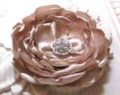 Champagne Flower Hair Clip. Satin Pin and Hair Clip combo. Brooch. Bridesmaid. Light tan. MANY COLORS AVAILABLE
