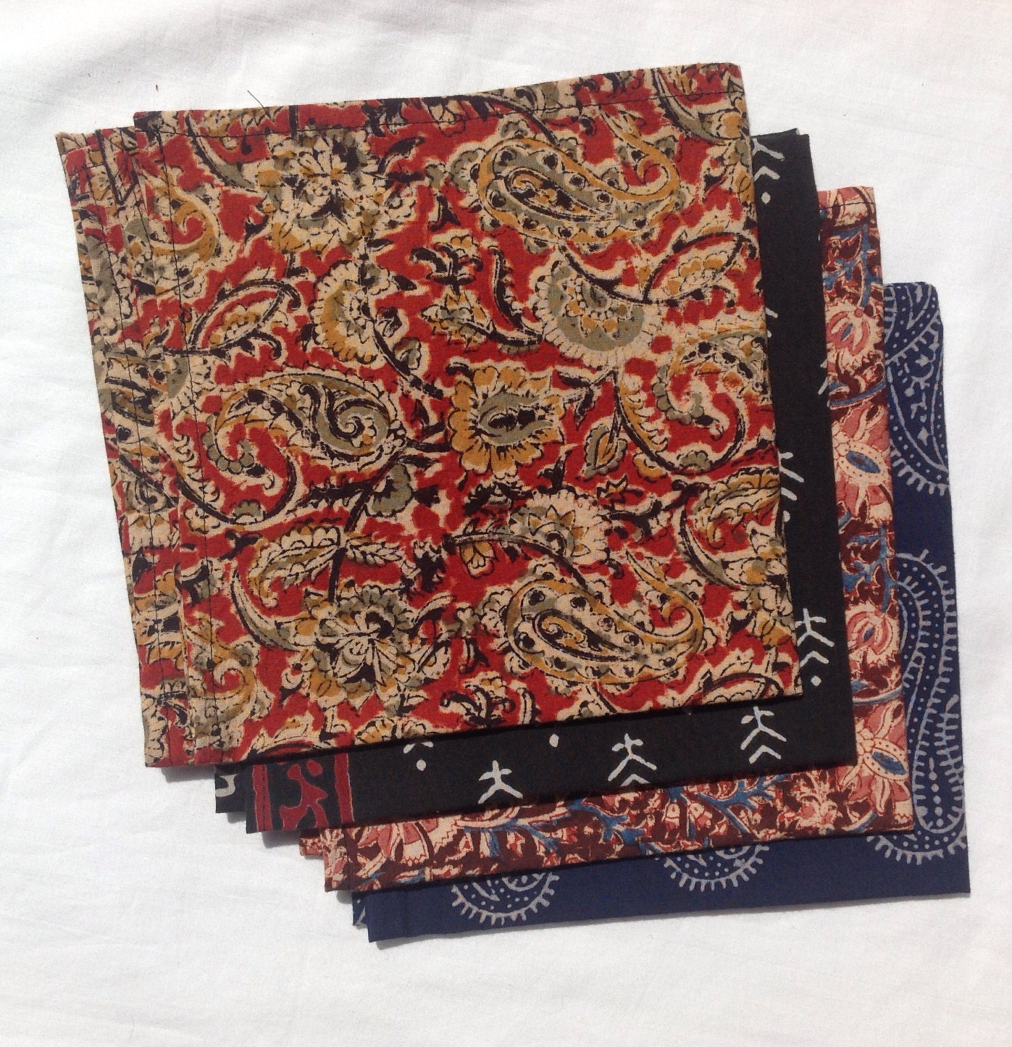 Cloth napkins 4 17" handmade cotton indian prints