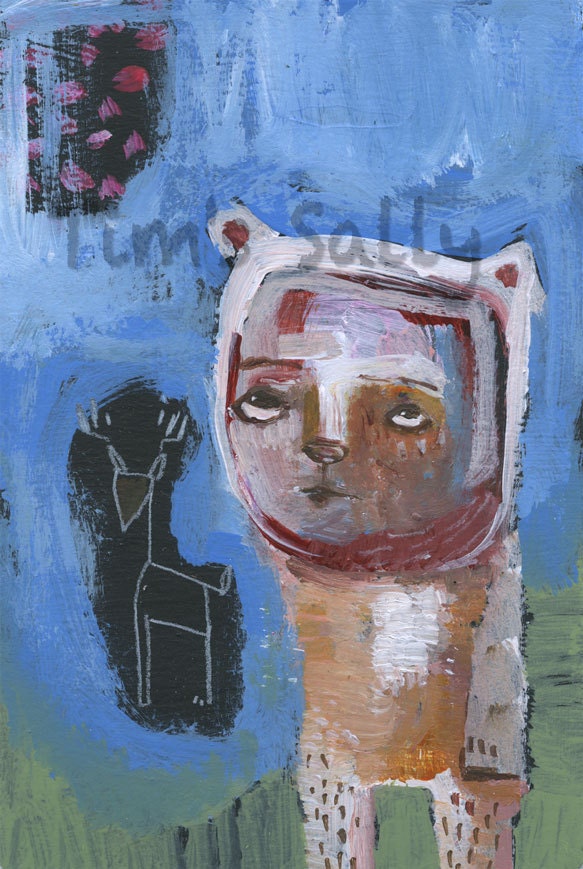 mixed media original painting - Bear Ancestor - by Mindy Lacefield