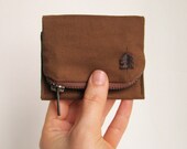Rust Brown Forester card wallet, small canvas pocket size wallet, made to order