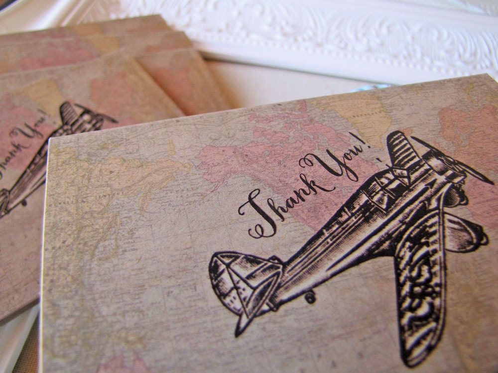 Vintage Travel Thank You Notes set of twenty