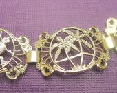 Vintage 60s Gold Metal Link Bracelet Palm Trees Sea Horses Flamingos NOS