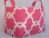 Fabric Basket Organizer Storage Container Bin -  Pink Tarika Fabric