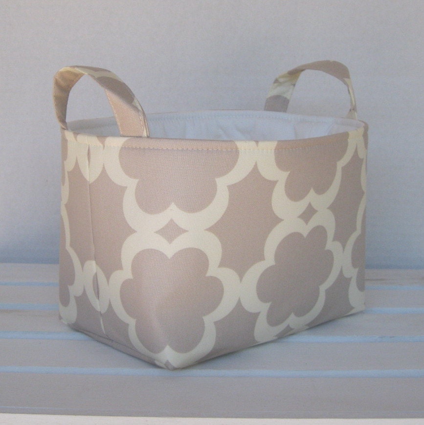 Fabric Basket Organizer Storage Container Bin - Tarika - Neutral - Soft Gray/Taupe