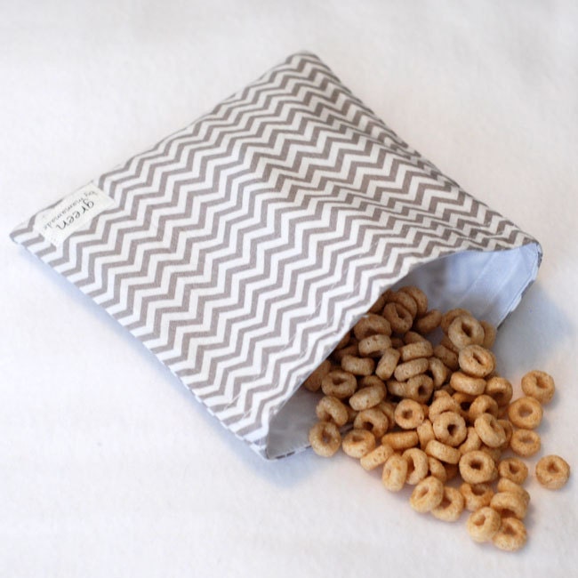 Grey Chevron - Medium Reusable Sandwich Bag from green by mamamade