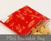Spaceships on Red - Mini Reusable Bag from green by mamamade
