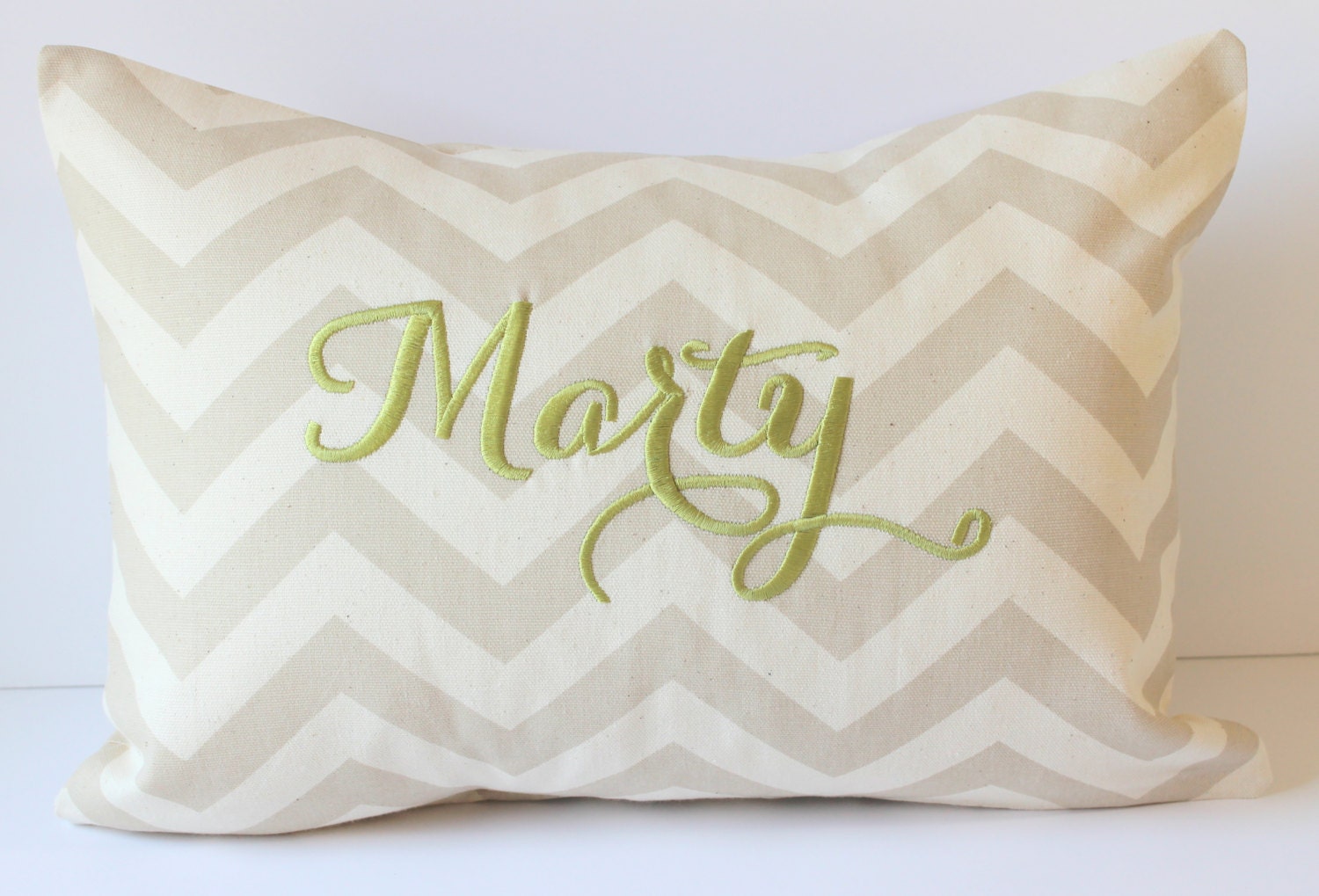 Monogrammed Pillow Cover - Chevron - Personalized - 12 x 16 - Nursery Decor - Dorm Decor - Family Name - Wedding - Bridal