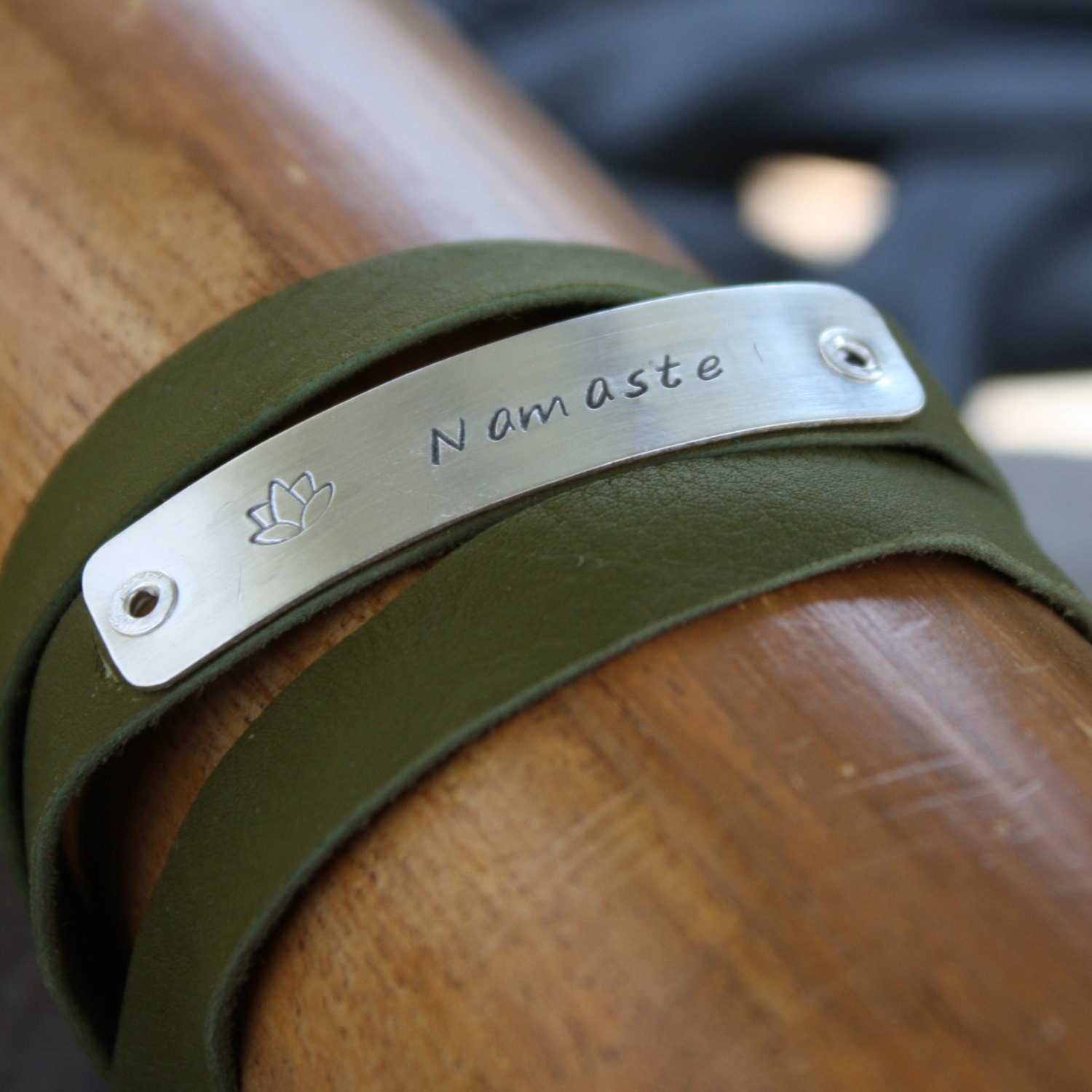 Leather Wrap Bracelet Namaste