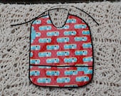Sale - slightly wonky laminated camper bib - handmade, boy, girl, BPA free, feeding, baby, infant, toddler