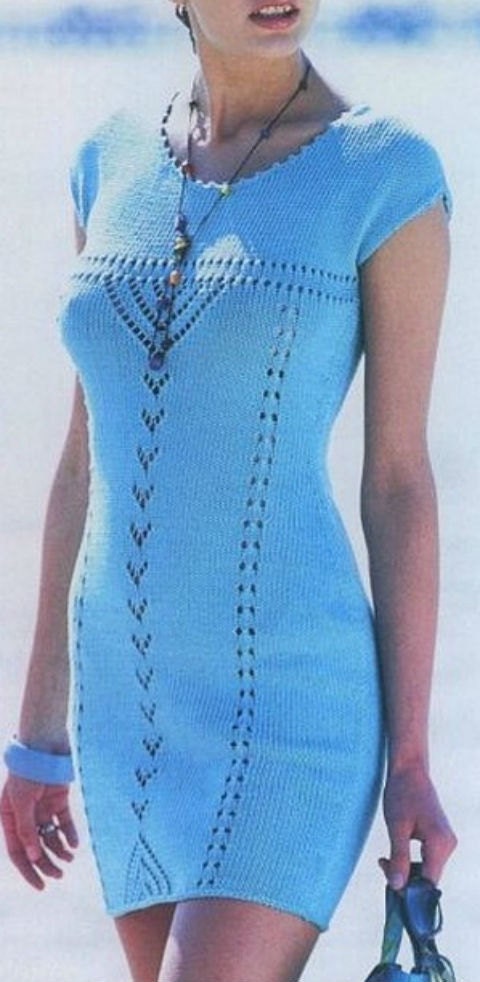 Hand knit  Summer Dress with  Lace  Pattern  from   Merino/Wool   or Cotton Yarn .Made to order