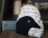 Primitive Black Crow Applique Coin Purse - Small Size