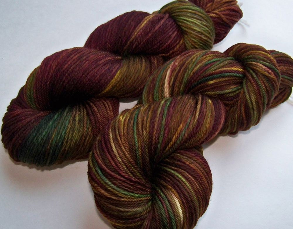 SPRING SALE 30 Percent Off -- Hand Painted Superwash Merino Worsted -- Winter Berry (Dark)