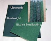 Ultrasuede with Nicoles BeadBacking Seed Beads Shades of Green 2 Bead Embroidery