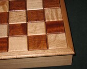 mahogany and maple chess / checkers board and box