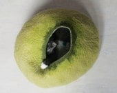 Cat Cave / Bed / House / Vessel - Hand Felted Wool - Light Green Bubble - Crisp Contemporary Design - READY TO SHIP