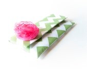 Bridesmaid gift idea, Bridal Wedding Clutch, fold over clutch, choose color flower brooch, spring trends, white green chevron by Lolos