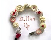 Vintage and antique button bracelet antique white soft colors flowers