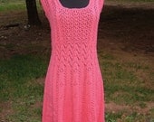 Rosy Pink Lace Dress -  original handknit