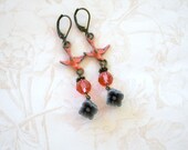 New - Swallows at Dusk Dangle Earrings -  Hand Distressed