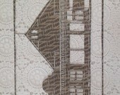 Historical building papercut original illustration