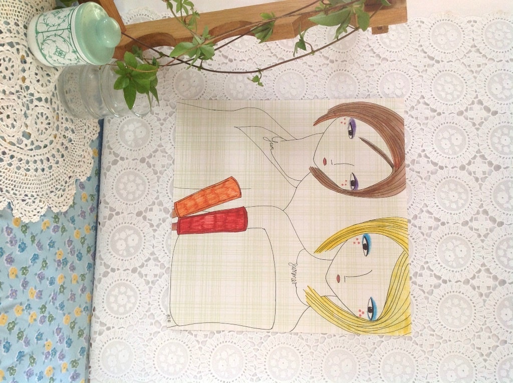Twin female sisters icypole summer original illustration