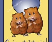 Instant, Printable Wedding or Anniversary Card, Cute Hamster Couple