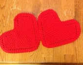 2 heart dishcloths