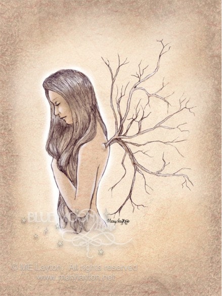 One with Nature - fantasy faery signed print - Mary Layton