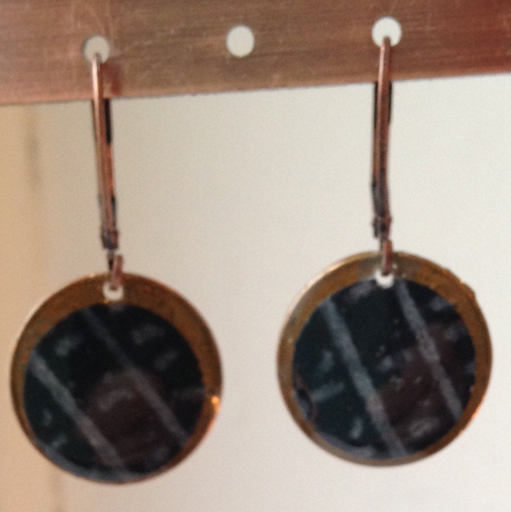 Black and Grey Earrings on Pennies