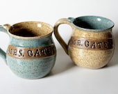 His and Hers Wedding Mugs, Engraved Speckled or Non Speckled Mugs, Two Mugs,  Made to Order,  Please Allow 4  Weeks