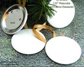 ABEO-(3)-2.25inch.. WATERCOLOR Art Canvas ORNAMENTS Set of Three