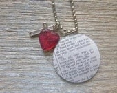 Trust in the the Lord - Proverbs 3:5-8 - Altered Vintage Glass Watch Crystal Pendant Necklace - Recycled Upcycled