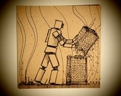 Original Drawing - This robot hates buildings