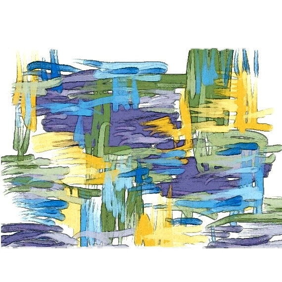 Modern Abstract Watercolor Painting Printable 8.5x10 Art Print: Pond
