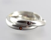ON SALE - 50% OFF - Russian Wedding Rings - Silver Wedding Ring - Garnet Ring - Rolling Rings - Puzzle Rings - Size 6.5 - Ready to Ship