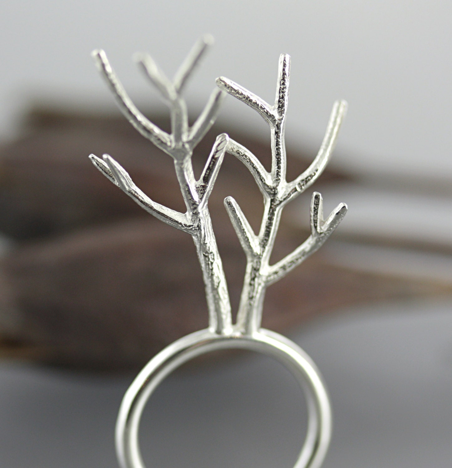 ON SALE - 50% OFF - Double Branch Ring - Little Twig Ring- Botanical Jewelry - Nature Casting - Organic Jewelry - Size 6.75 - Ready to Ship