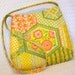 Bohemian Chic Crossbody Bag Vintage Hexagon Floral 70s Hippie Fabric Bag Yellow, Green and Orange Floral