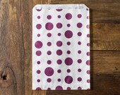 100 polka dot bags - 5 X 7 - candy, treat, or gift - purple and white