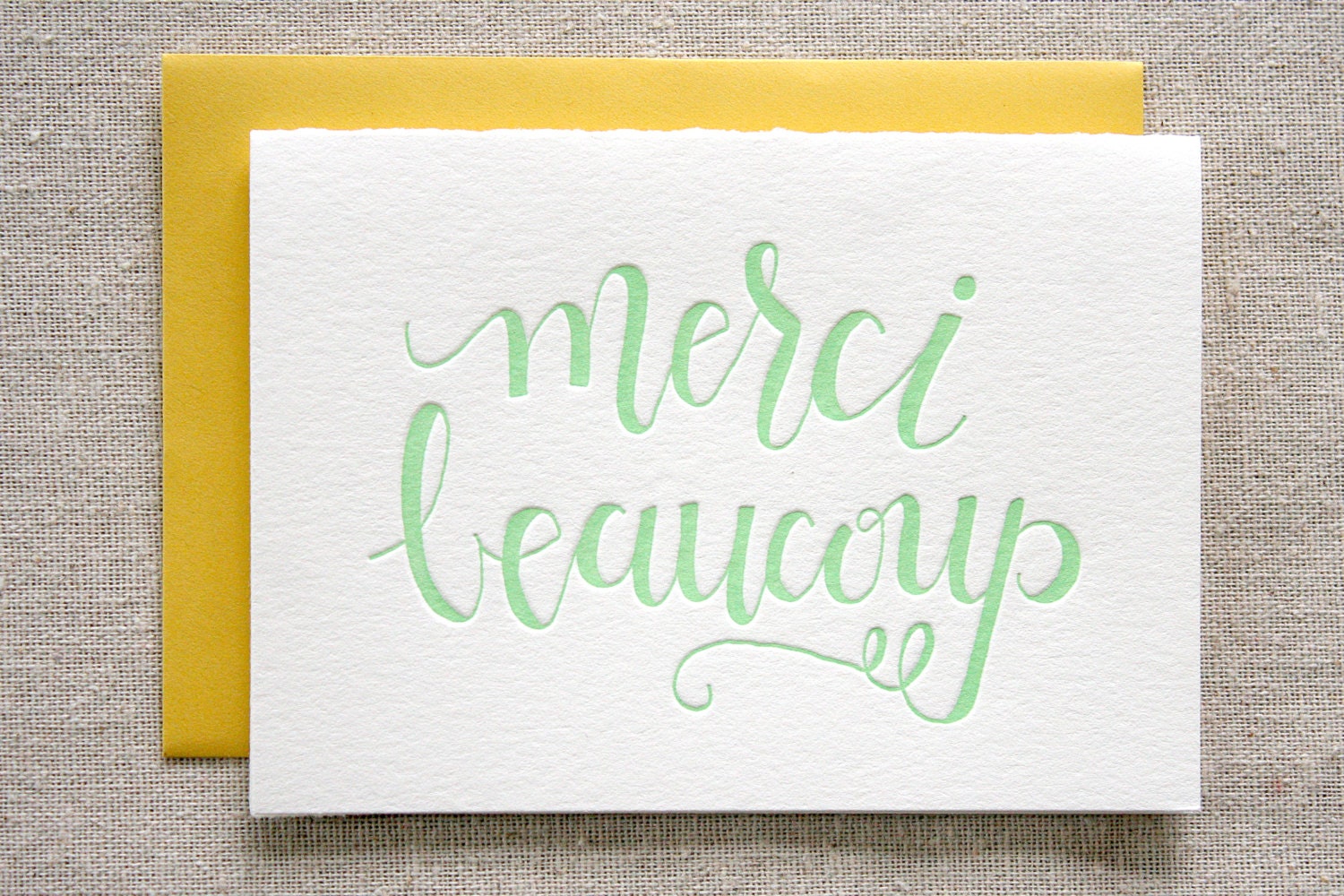 Set of 6 Merci Beaucoup Letterpress Card