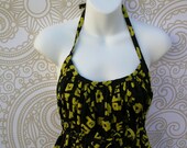 Ladies Apron - Red and Yellow Green Batik Peace Words