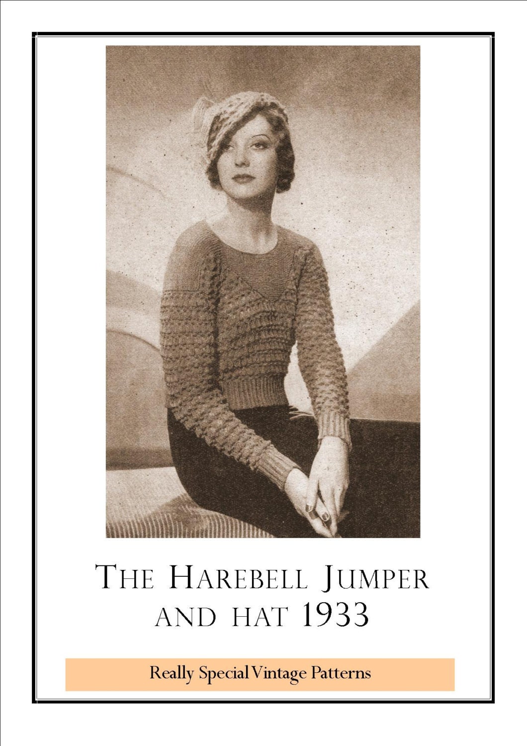 1933 Harebell Sweater and Hat Vintage Knitting Pattern pdf INSTANT DOWNLOAD with Free Conversion Chart