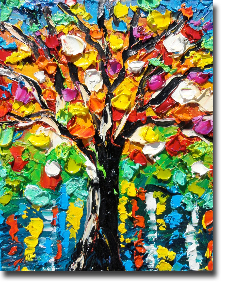 Night Painting Palette Knife Oil Painting Contemporary Art Tree