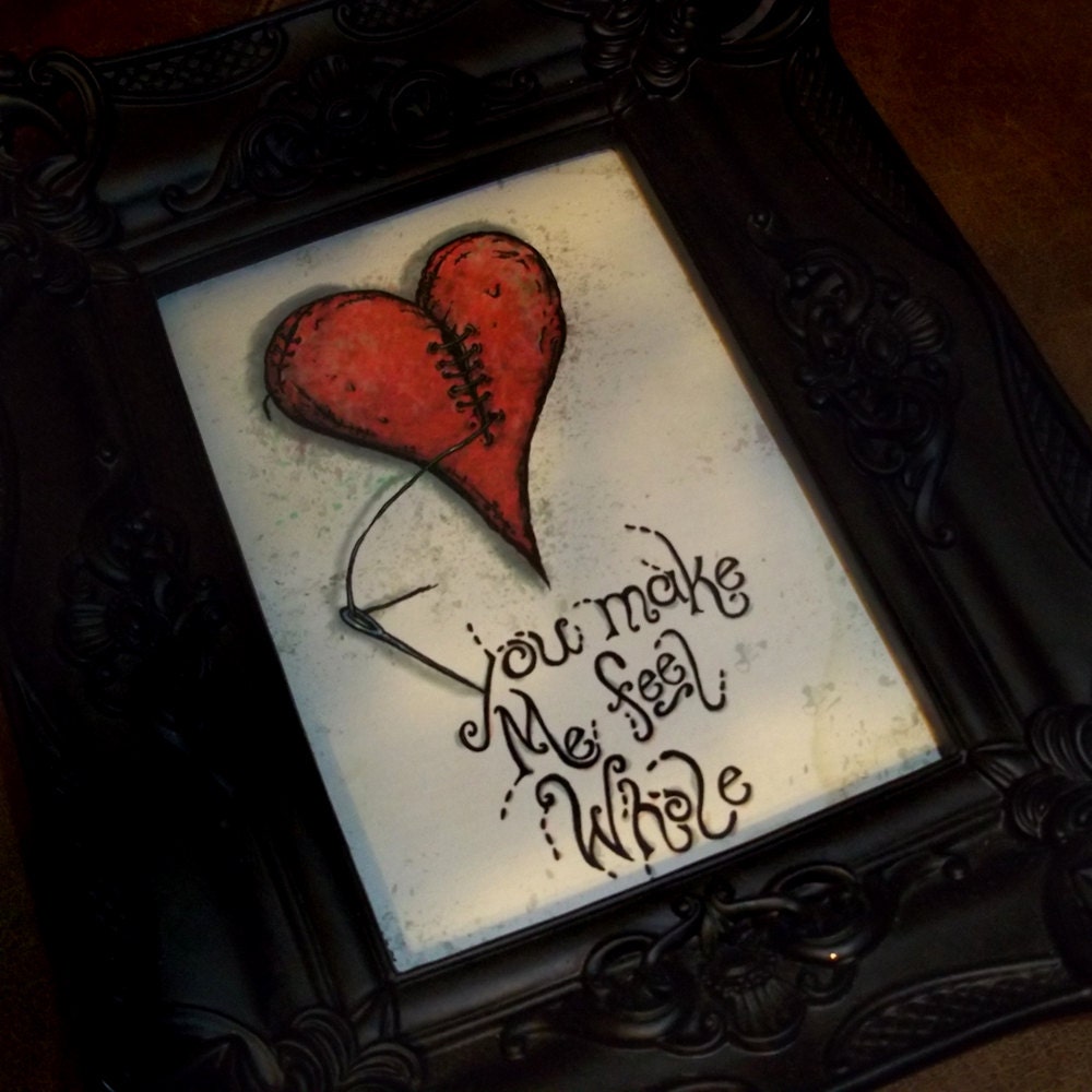 You make me whole  Anniversary Romantic Print Love  5x7 Art Print by Agorables Undead Valentine's Day