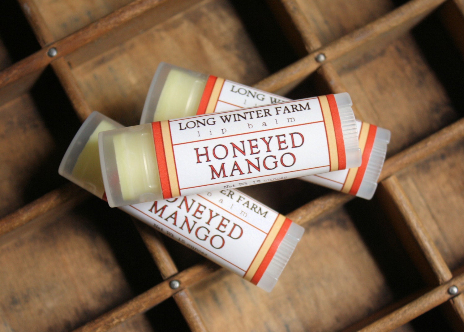 Honeyed Mango Lip Balm - One Tube Beeswax Shea Cocoa Butter Jojoba