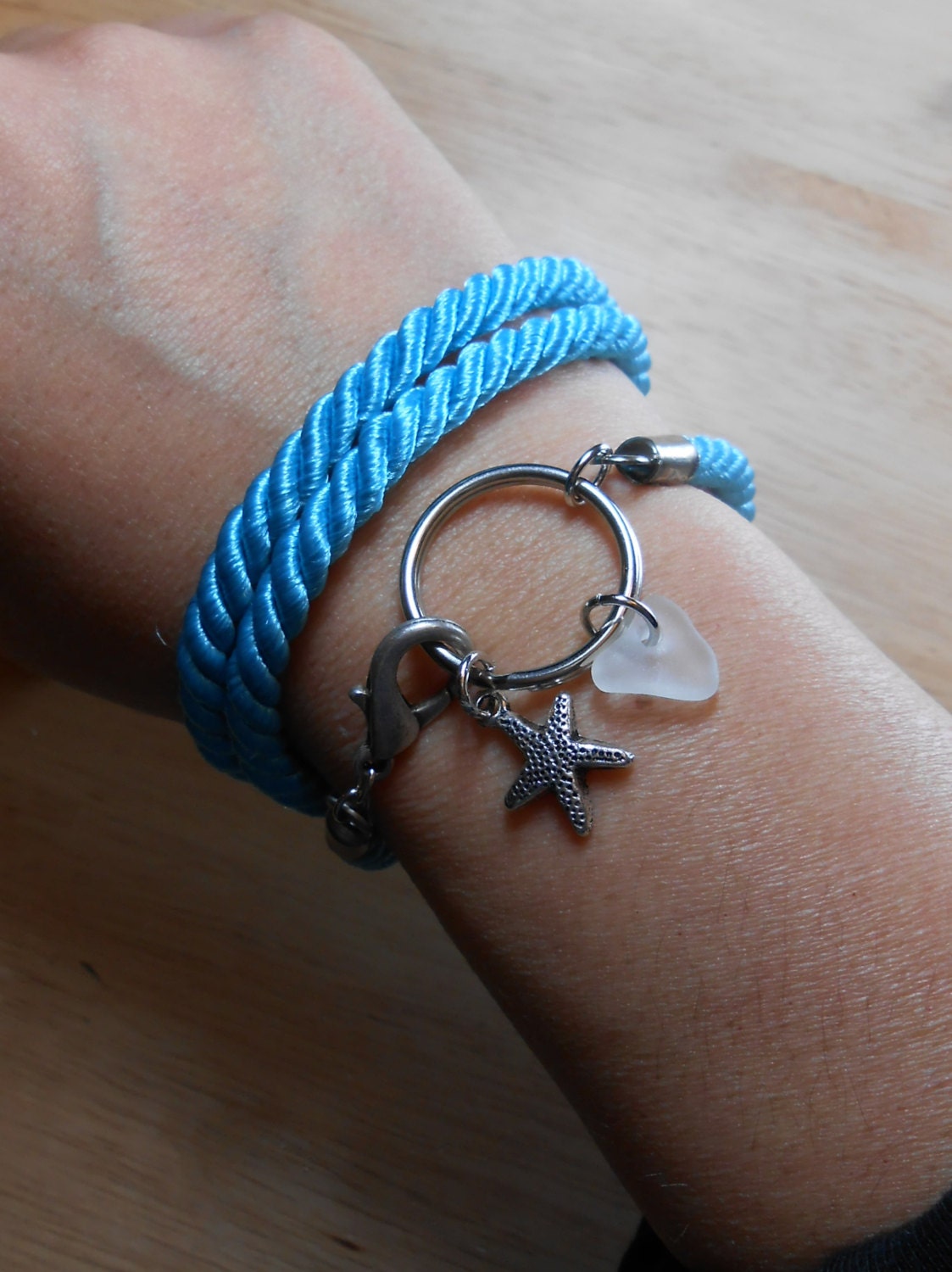 Sea Glass Jewelry - Sea Glass Nautical Wrap Bracelet / Necklace / Anklet  - JACOB'S LADDER