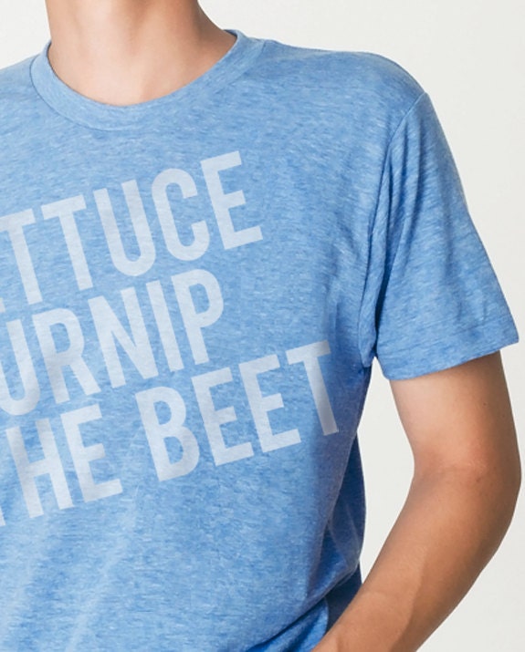 lettuce turnip the beet - light blue track tee - men's size S, M, or L - READY TO SHIP