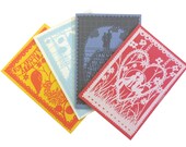 Rob Ryan Screen Printed Pack of 4 Cards, New Colours.