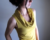 Goldenrod Cowl Neck Tank -  Womens Blouse -  Tee Shirt Top - Mustard Yellow - Made to Order