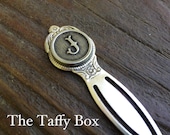 Initial monogram bookmark typewriter key - antique silver