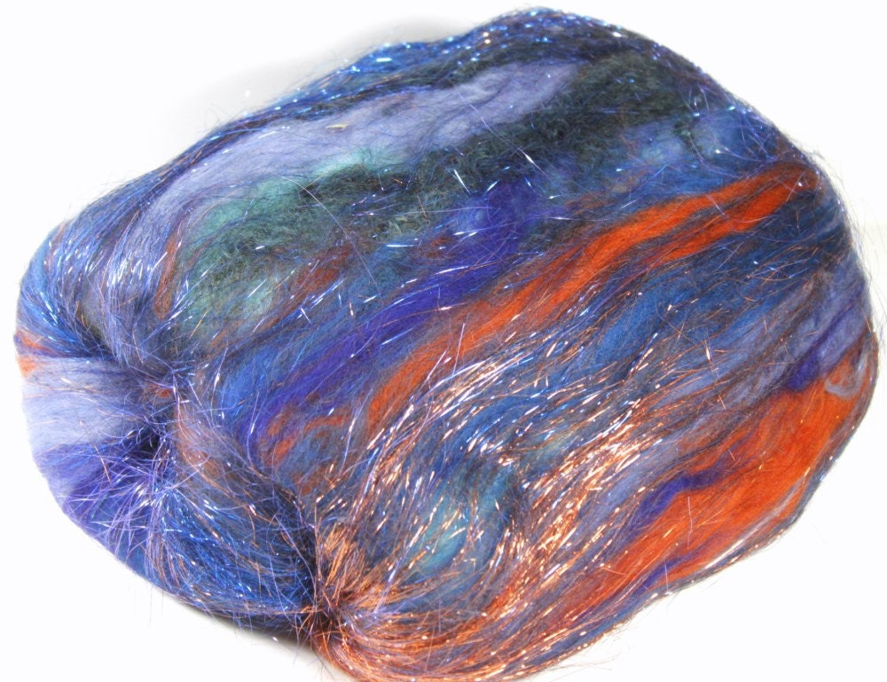 Art Batt Spinning Felting Fiber- Raku- Totally Textured Jazzturtle Artisan Batt